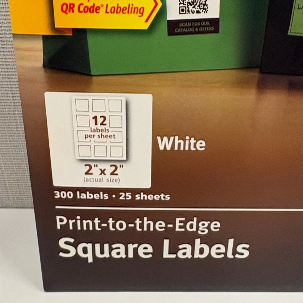 Avery QR Code Square Labels - Print-to-the-Edge - White